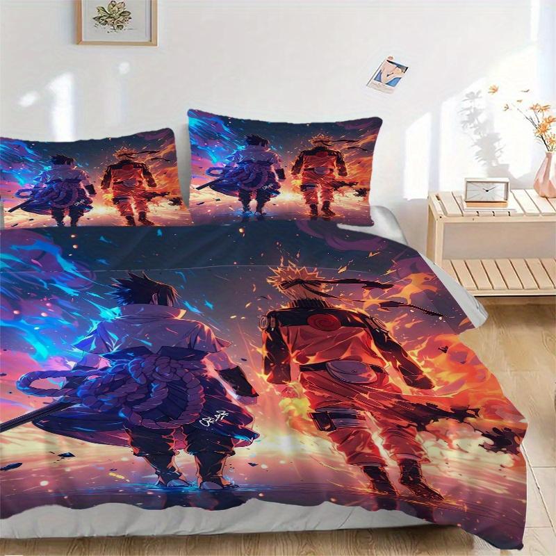 

3pcs Naruto vs Sasuke Anime Theme Printed Quilt Set - Soft and Comfortable Quilt Cover for Bedroom, Guest Room and Dormitory Decorative Bedd 135x200cm