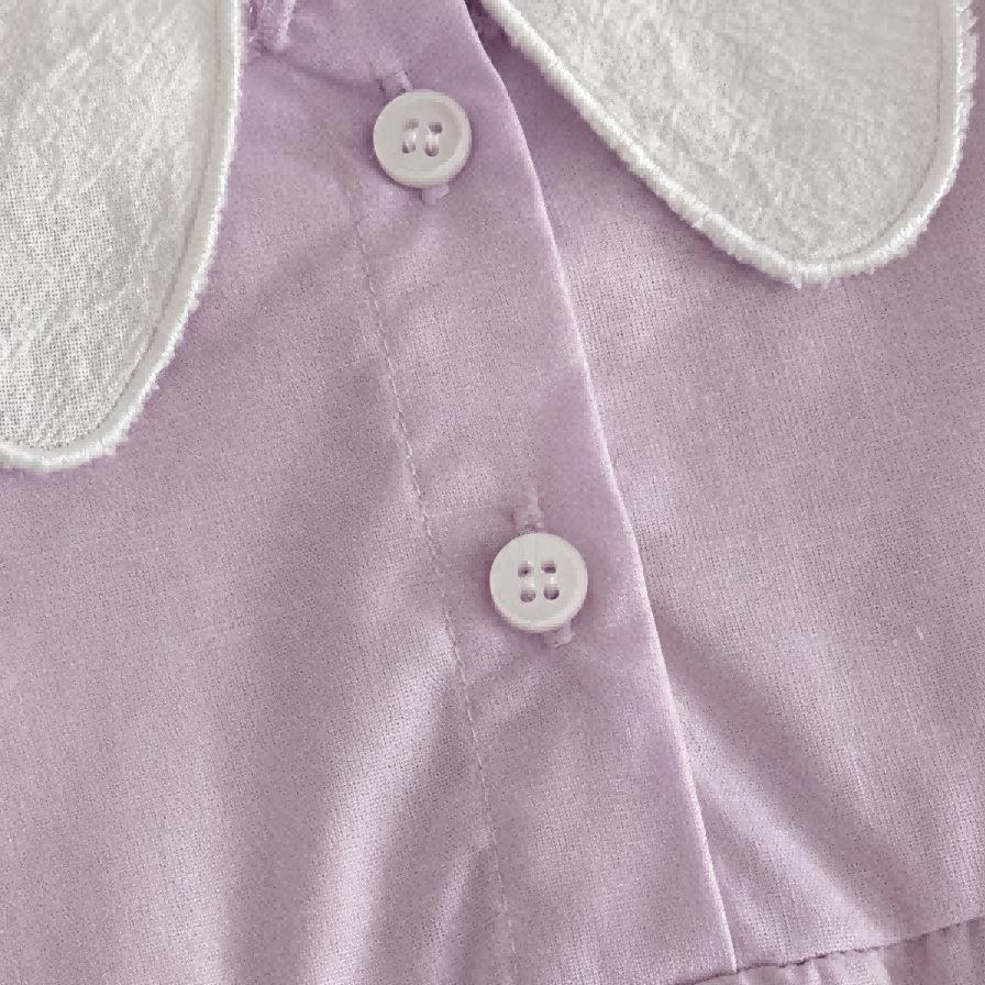 Baby Mädchen bestickter Kragen Kurzarm Baumwoll Strampler, Hellviolett 100 Tage Ausflug Outfit