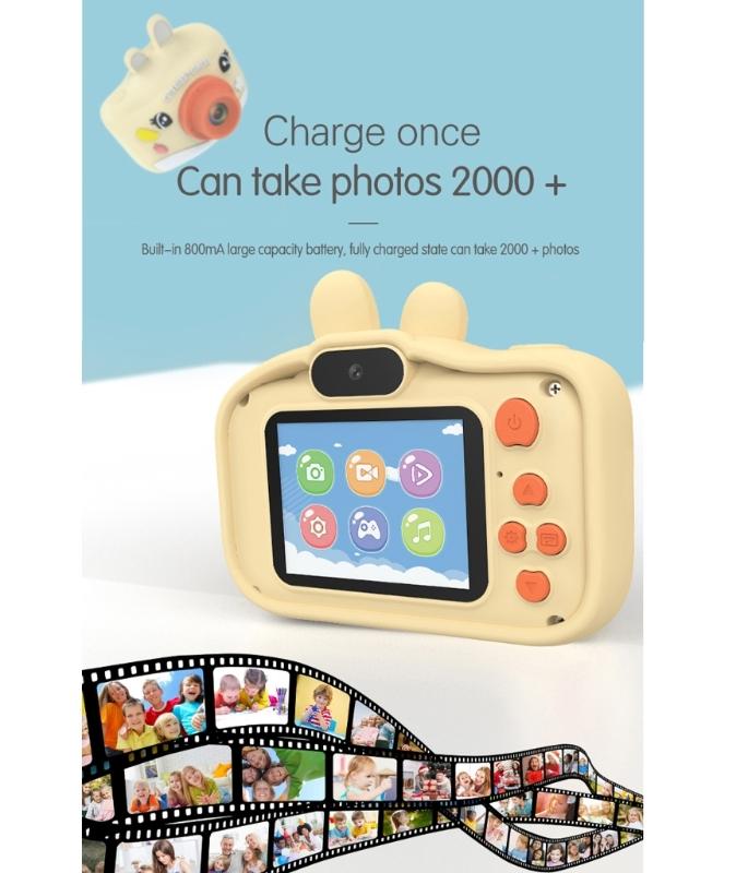 H9S Child Friendly Digital Camera Easy To Use Kids Educational Toy Camera 2.0in IPS Screen 8.0X Zooming Support OTG