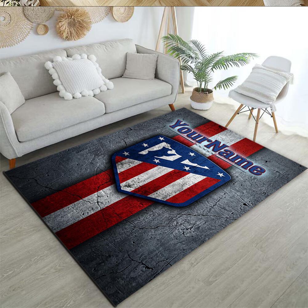 Atletico Madrid Personalized Text Carpet Design for Dining Room Hallway Outdoor Playrooms Antislip Carpet Anime Office Decor Best for Christmas