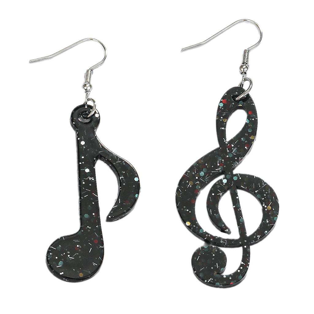 Black Acrylic Pendant Earrings Colorful Musical Notes Studs Earrings Fashionable Statement Jewelry for Women Girls
