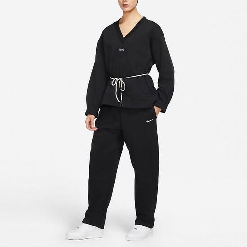 Nike Solid Color V-Neck Casual Loose-Fit American Style Sweatshirt for Women