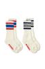 Hokaron Striped Pile Sizes Set of Red and Navy Men's Socks, 25-28cm, 2,