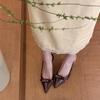 Red wine dinner party • pointed bow high heel sandals women's spring bag head empty single shoes women