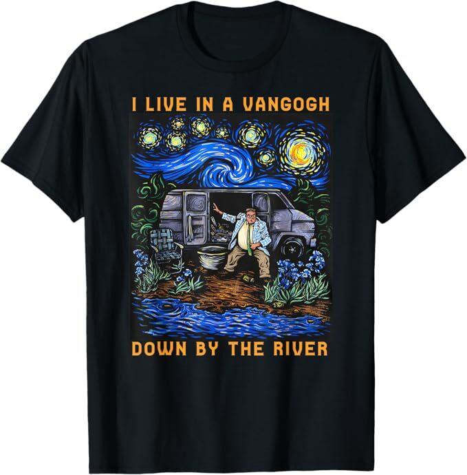 

I Live In A Van-Gogh Down-By The River T-Shirt 2XL