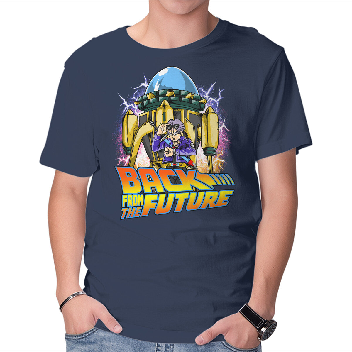 Unisex Crew Neck T-Shirt Back From The Future Graphic Short Sleeve Casual Tee M