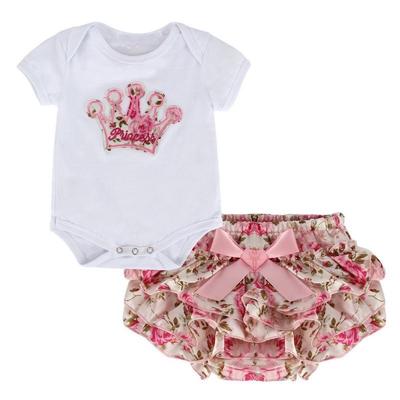 Infant Newborn Toddler Baby Girls Cute Outfit Printed Short Sleeve Tops Romper Jumpsuit Bodysuit+Pants Set
