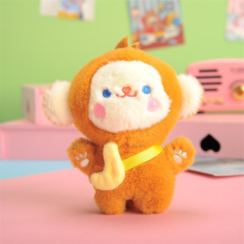 

Plush Monkey Keychain Cute Animal Key Ring Backpack Charm Cartoon Gift For Girls