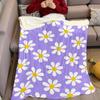 Pale Purple Flat Daisy Flannel Blanket Warm Soft Halloween Christmas Decorative Couch Warm Cozy All-Season Gift