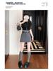 2025 Spring/Summer Women's High Waist Gray A-Line Suit Skirt with Slimming Safety Shorts