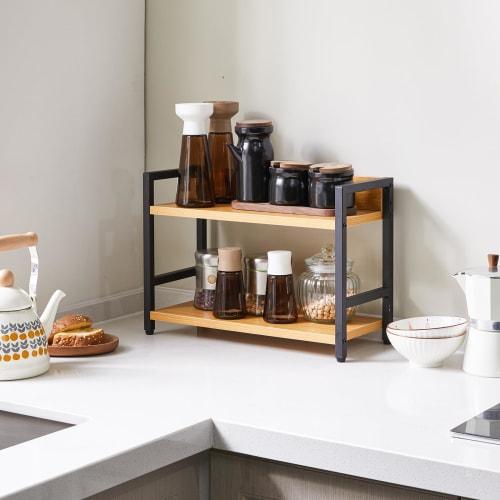IBUYKE 2-Tier Kitchen Rack, Condiment Storage Rack, Spice Rack, Kitchen Storage, Gap Storage, Counter Shelf, Under the Sink, Bathroom Sink, Easy Assem