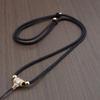 Hand-Woven Alloy Jade Pendant Necklace with Gold Lanyard Rope, Unisex and Versatile