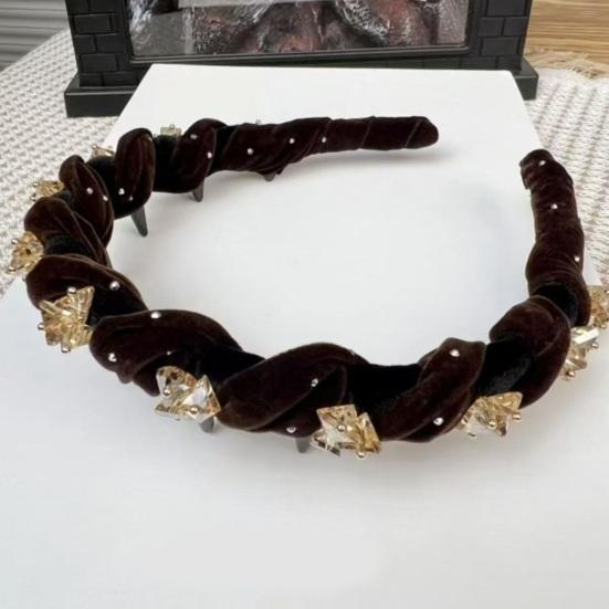 Women Headband Sparkling Rhinestones Decor Anti-slip Teeth Hair Hoop Versatile