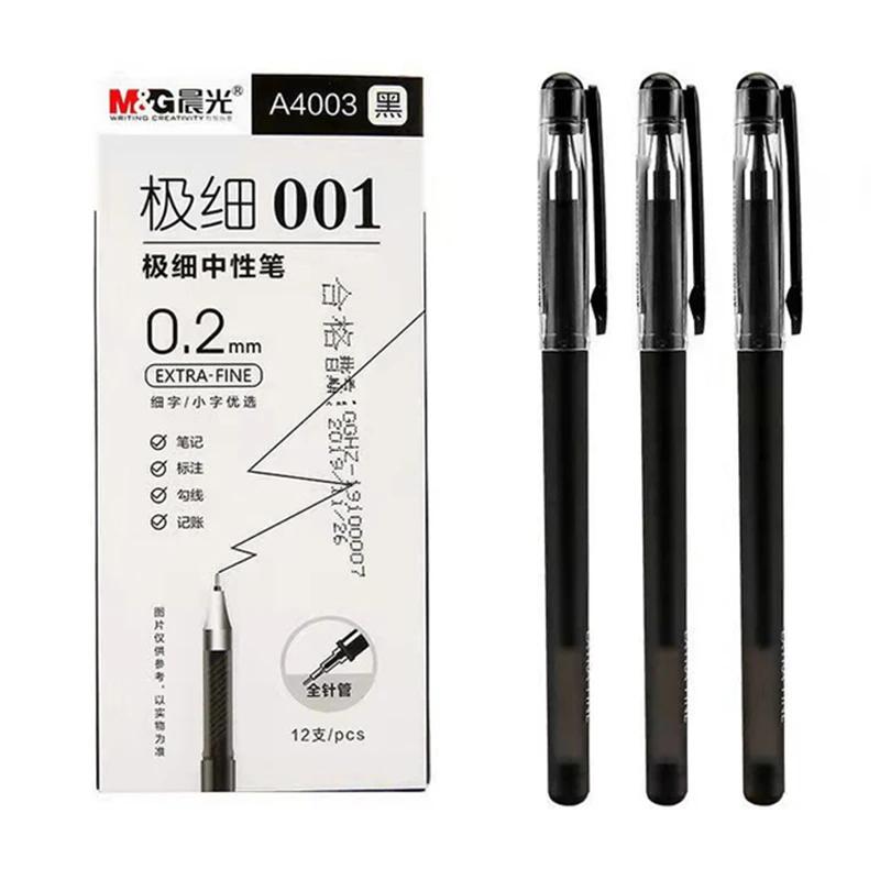 4 Pcs/lot 0.2mm Fine Gel Pens White Black Finance Needle Pens for Writing Office School Supplies 0.2 Thin Line Pen Stationery