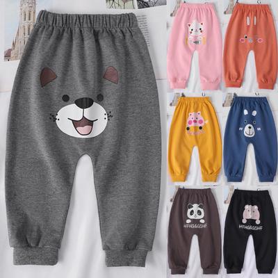 Pantaloni lunghi da bambina con stampa di cartoni animati kawaii, a vita alta, casual, harem
