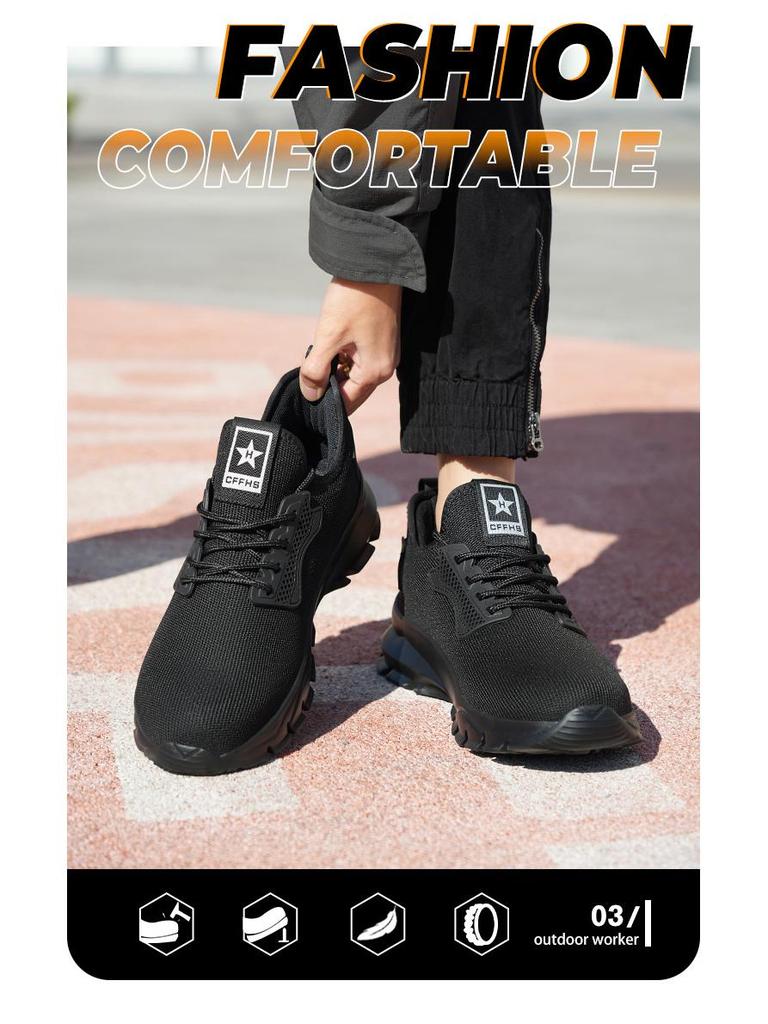 2024 Lightweight Steel Toe Work Shoes - Smash and Puncture Resistant, Comfortable, Woven Design.