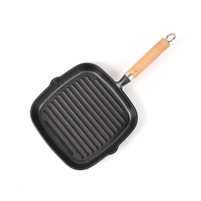ZISIZ 22cm Cast Iron Striped Steak Frying Pan