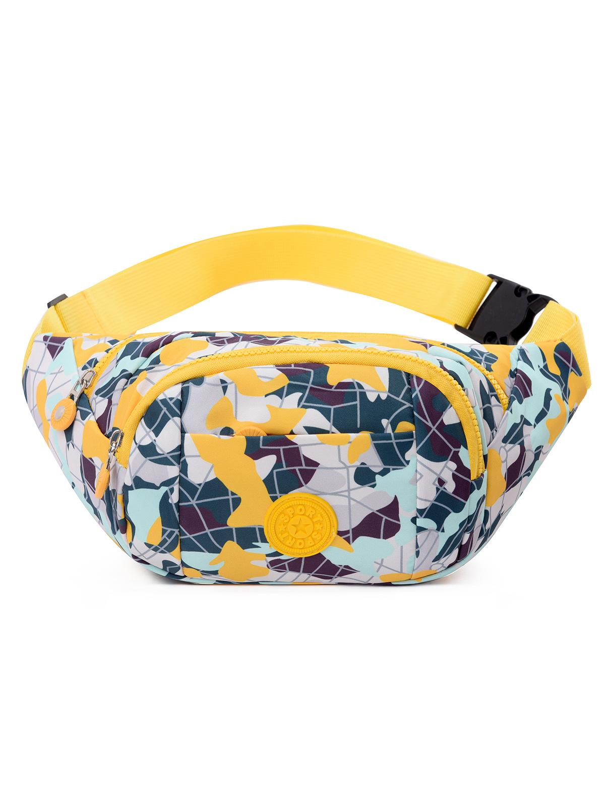 

Женская красочная поясная сумка большой вместимости с принтом, водонепроницаемая, многослойная, практичная, износостойкая нагрудная сумка