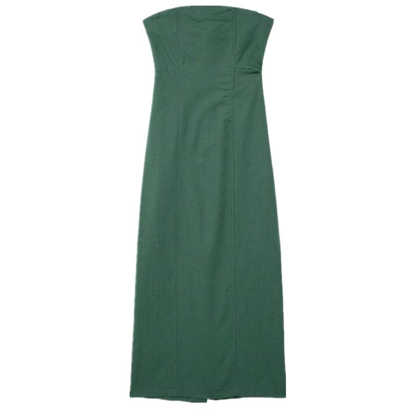 

Fashion Style Amoi Fashion Trendy Women s Clothing Easiest for Match Strapless Linen Blended Dress 0387076 533 Picture color L