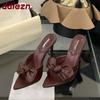 Fashion Fashion Butterfly-Knot Ladies Super High Heels Sandals Shoes Female Pointed Toe Footwear Women Heeled Sandals Slides Shoes Pumps