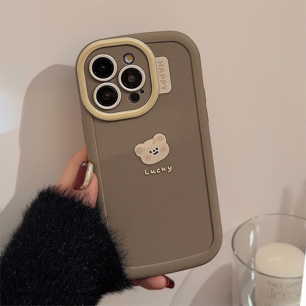 

For IPhone 16 Mobile Phone Case for Iphone14 Cute Plush Bear Lanyard 15 for 13promax Simple 12 11
