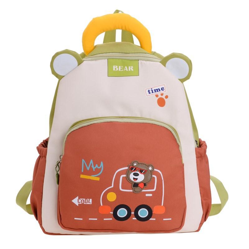 

New kindergarten schoolbag cute digging bear schoolbag cartoon schoolbag boy baby simple and lightweight backpack коричневий