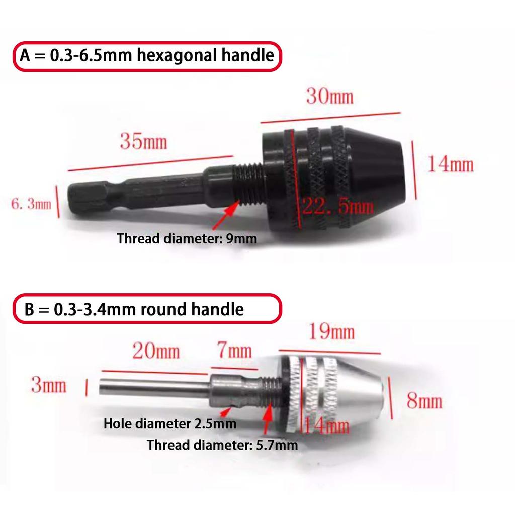 0.3-3.4mm/0.3-6.5mm Quick Chuck Plug Change Adapter Drill
