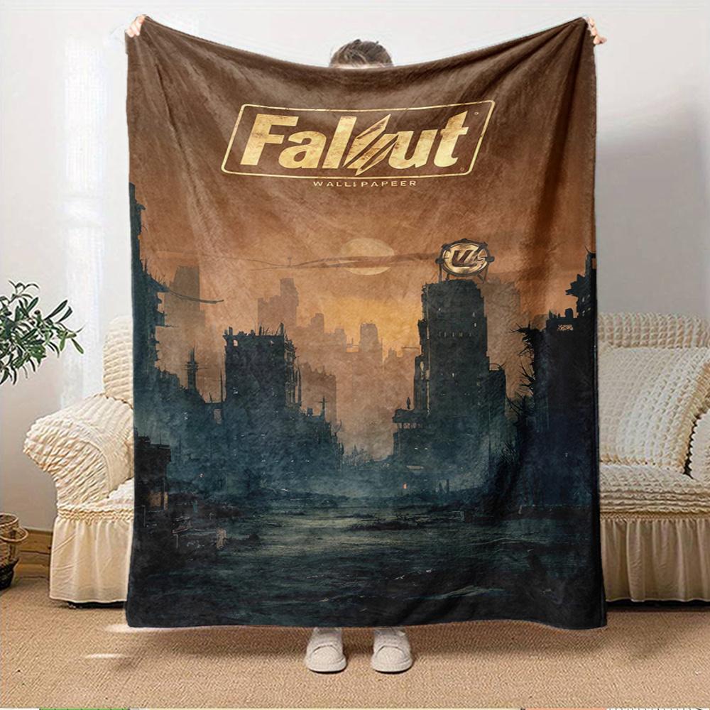 For Post-Apocalyptic,Wasteland,Fallout-Themed Flannel Blanket, Glam Style, Digital Print, All-Season Comfort, Tear-Resistant, Knitted Crafts 150x180cm