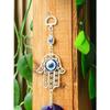 1pc Blue Eye Alloy Hamsa Hand Pendant Evil Eye Amulet, Home Decor, Room Decor, Wall Decor Gifts Birthday Graduation
