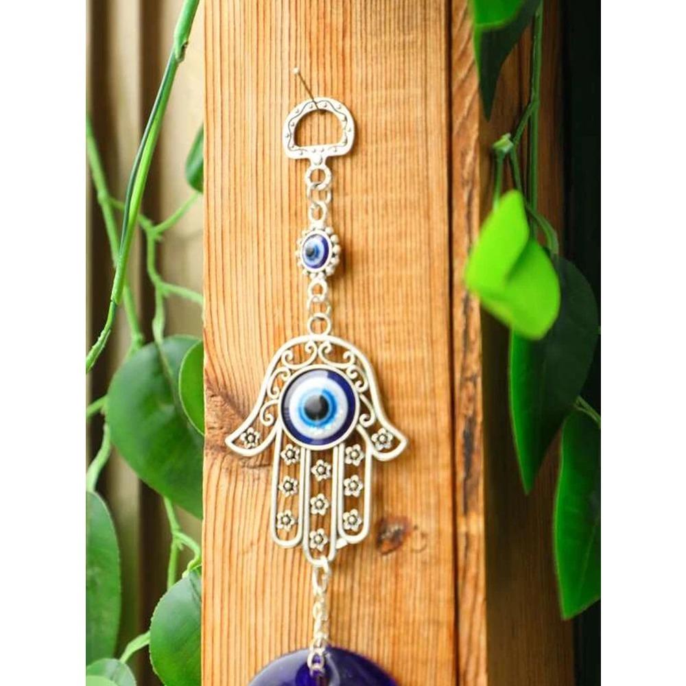1pc Blue Eye Alloy Hamsa Hand Pendant Evil Eye Amulet, Home Decor, Room Decor, Wall Decor Gifts Birthday Graduation