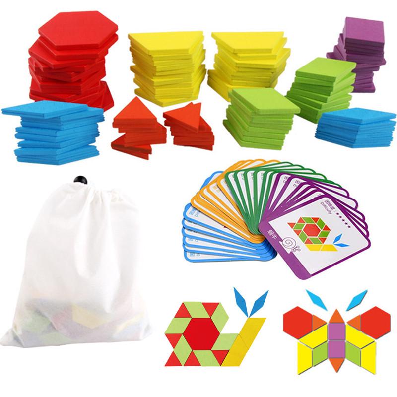 Creative Tangram 155-Piece Puzzle Toy: Colorful Geometric Blocks for Children s Early Education