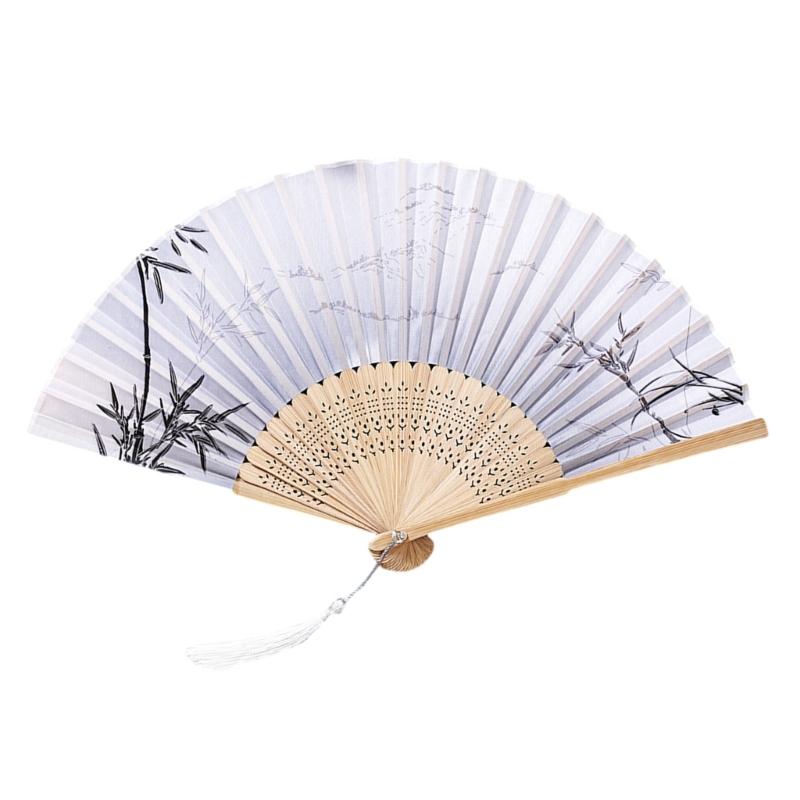 Lightweight Bamboos Folding Hand Fan With Silk Screen And Tassels For Summer Outdoor Cooling Chinese Styles Home Decors
