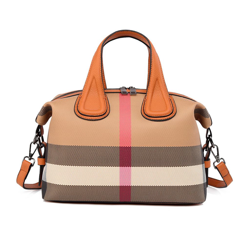 

Модные клетчатые женские сумки Осень Зима Новая ПУ Мягкая кожа Сумка Бостон Простая контрастная расцветка Большая вместимость Сумка на одно плечо для женщин