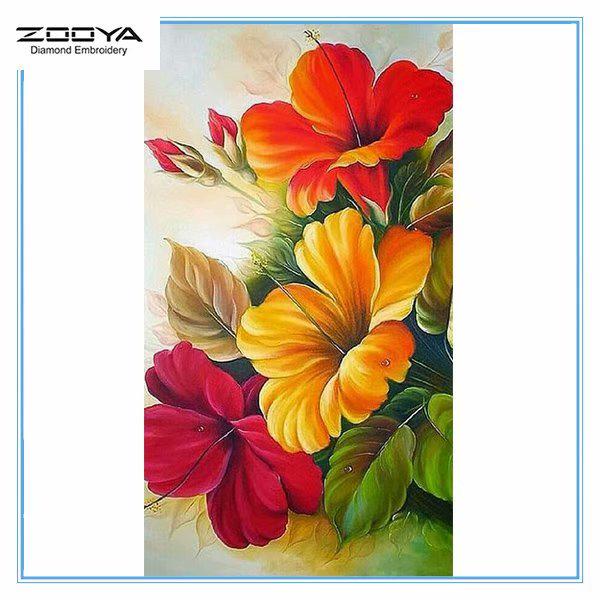 

ZOOYA DIY 5D Полный дрель Алмазная картина Цветочная вышивка Крестом Мозаика Картина Домашний декор