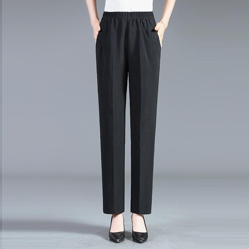 

Женские брюки больших размеров на осень, эластичные, с высокой талией, свободные повседневные брюки, женские стрейчевые брюки для среднего возраста XXXXXL