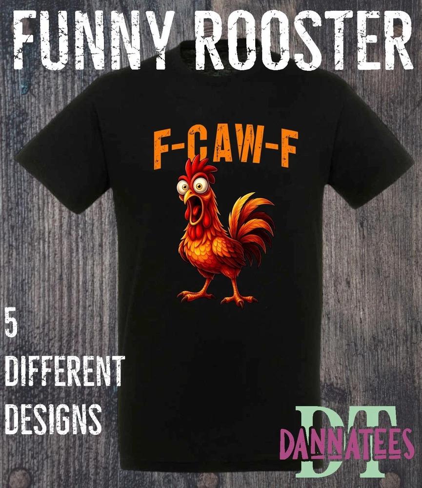 FCawf Funny Rooster Screaming Chicken TShirt FCawF Unisex Kids S