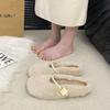Fairy wind flat-bottomed Mary Jane fluffy shoes women's shoes wear 2025 new autumn and winter warm plush slippers