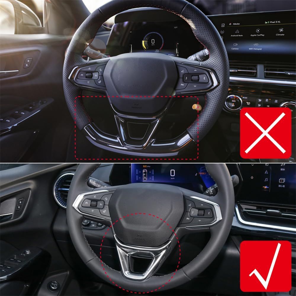 2023 2024 for Chevrolet Trax Steering Wheel Decorative Cover Trim ABS Red Interior Car Accessories 3pcs