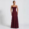 Women's Jacquard Sexy Slim Sling Dress Halter Strap Design Long Dress