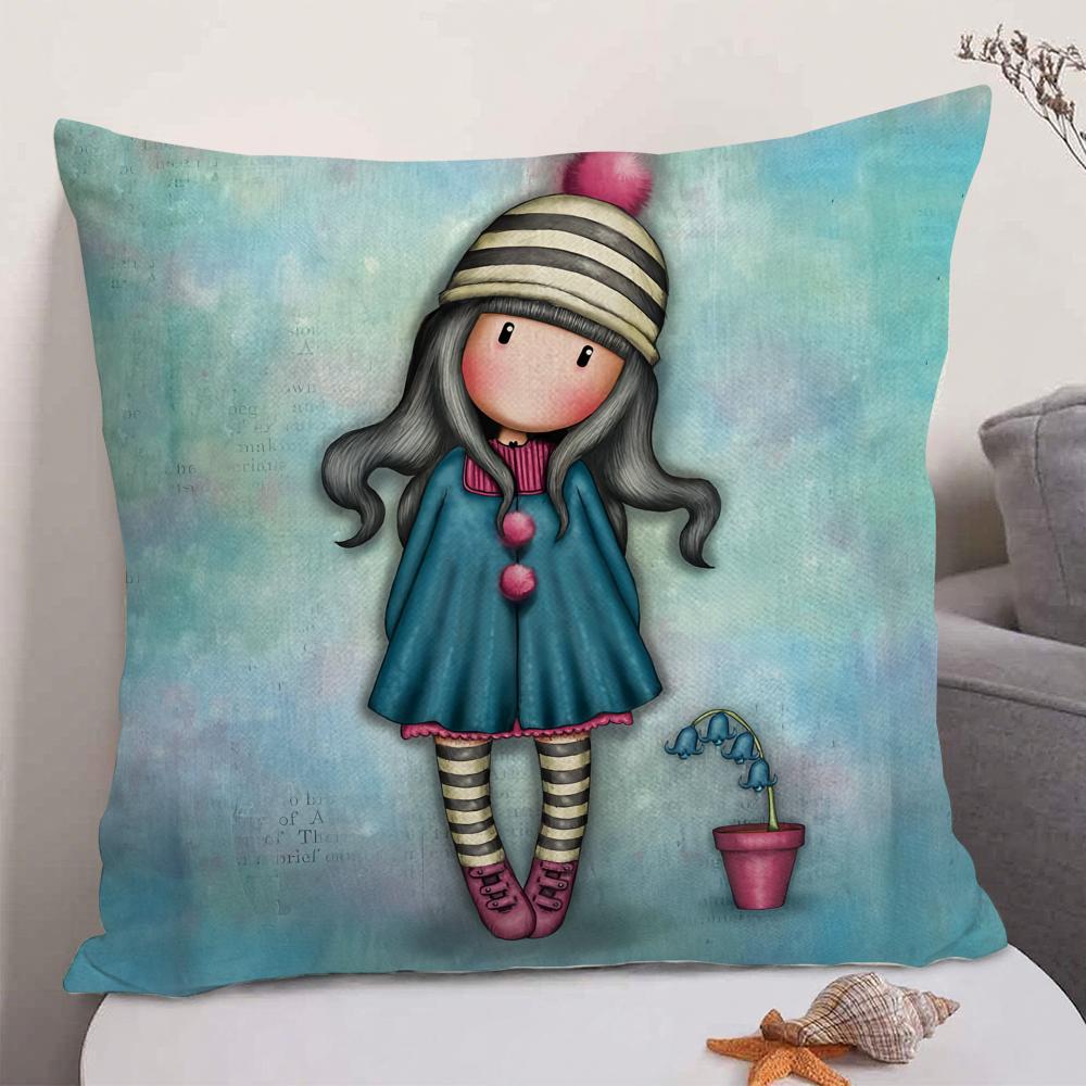 

Cute Girl SSantoro GGorjuss Cushion Cover Natural Linen Organic Fabric DoubleSided Printing Sofa Home Decor Gift Pillow Case 30X30cm