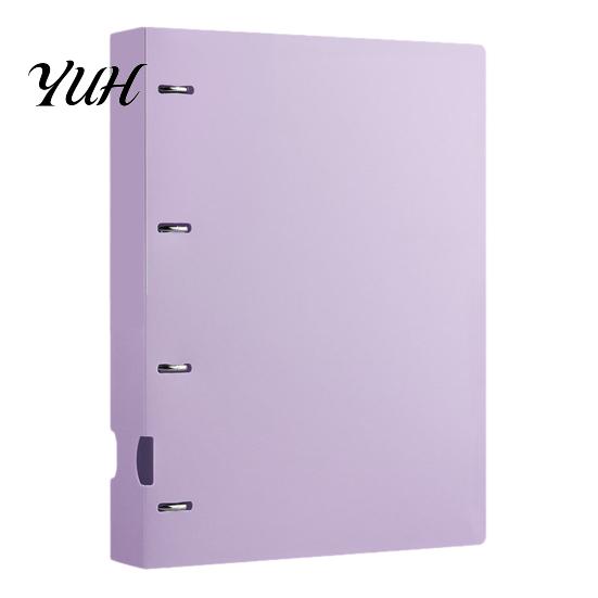 Smooth Page Turning Binder 4-Hole Document Folder/A4 File Bag, Durable PP Portable Storage Notebook Production Folder Folder, Macaron Colors