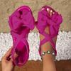 Fashion Women Sandals 2025 New Summer Lightweight Sandals Fashion Beach Casual Slippers Outdoor Bow Tie Flat Shoes Home Slides Women