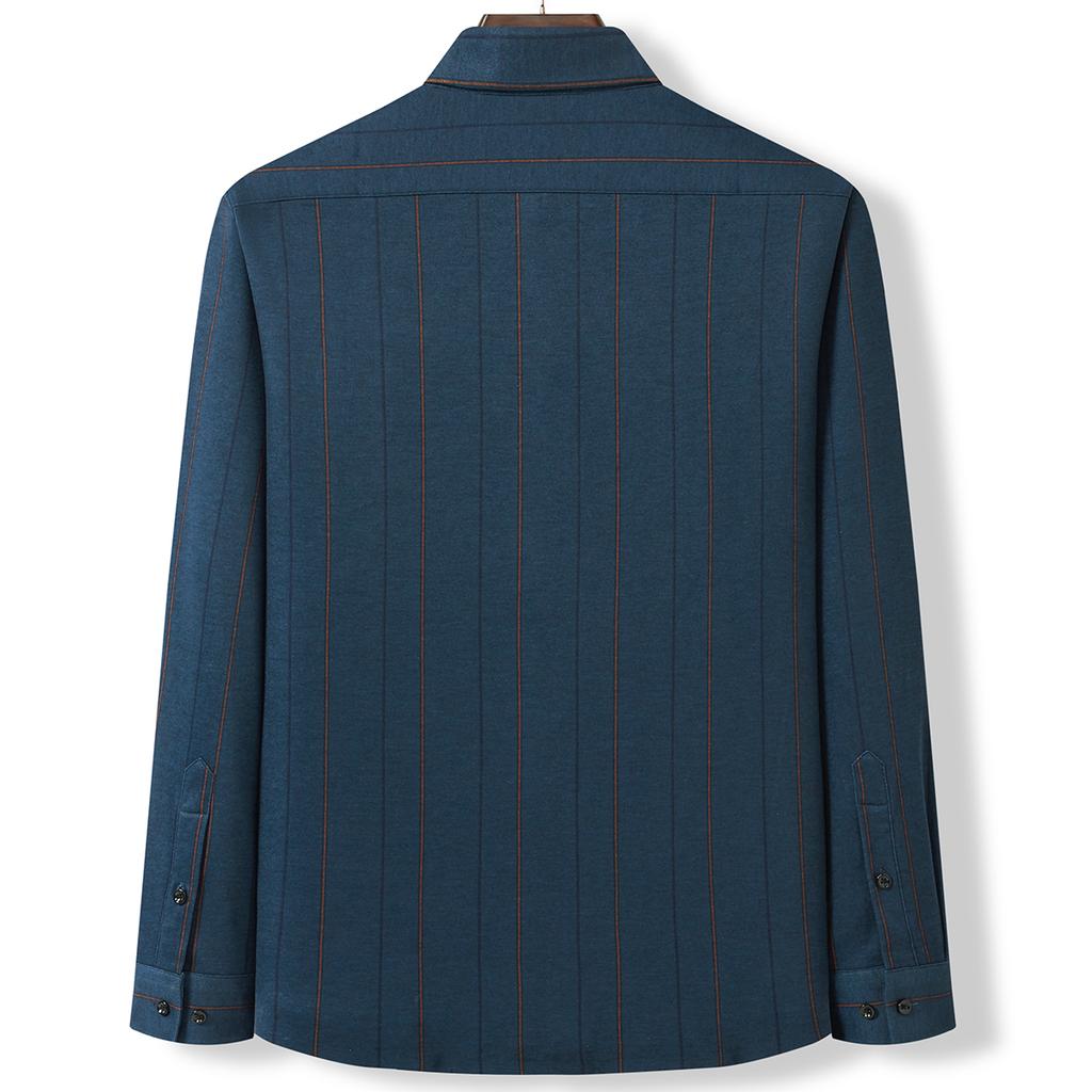 Comfortable and Brushed Knitted Striped Warm Shirt for Men