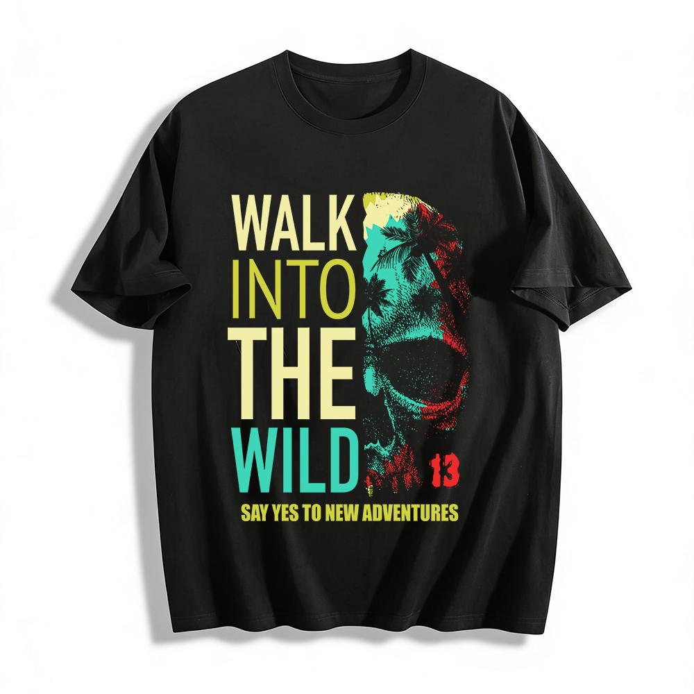 

Walk Into The Wild Adventure Print Casual Tee Pure cotton T-shirt XXS