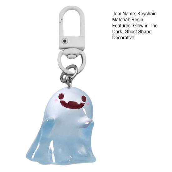 Glow in The Dark Ghost Keychain Set Small Resin Miniature Halloween Luminous Tiny Assorted Spooky Figurine