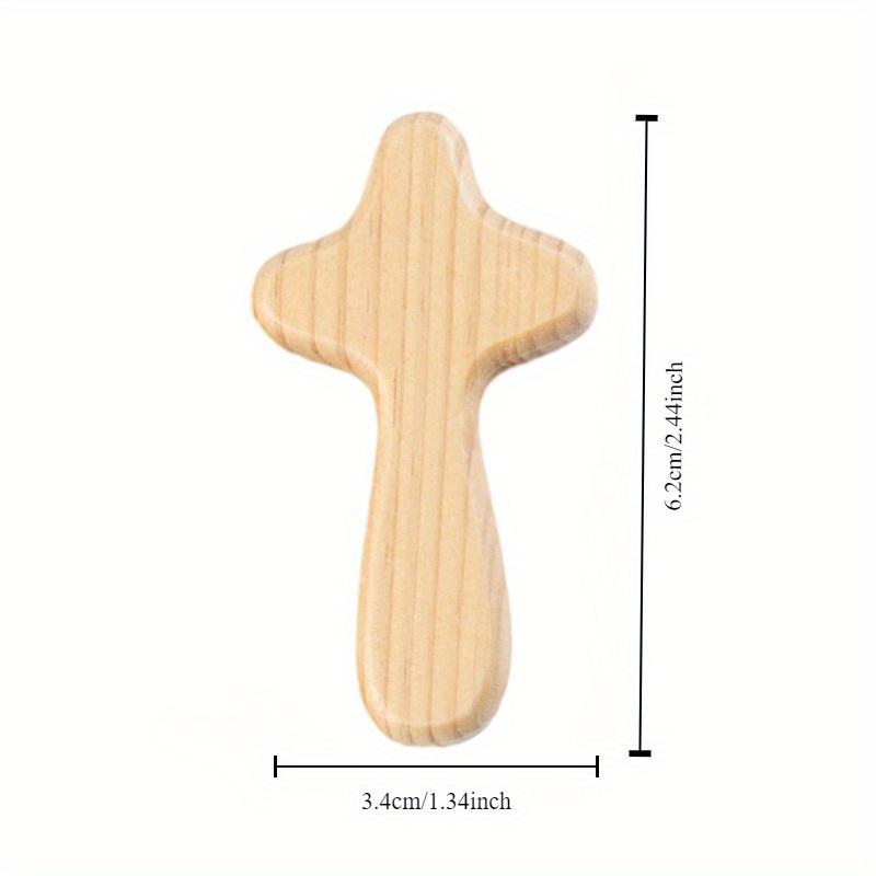 5Pcs Wooden Cross, Handmade Wooden Pendant, Wooden Handicraft, Pine Wood, Hand-held Cross