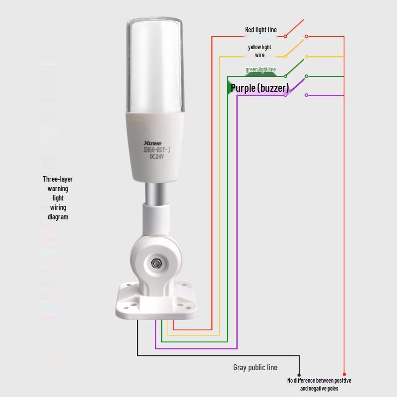 LED Strobe Warning Lamp with Sound & Light, Three-Color Signal for Machine Tools