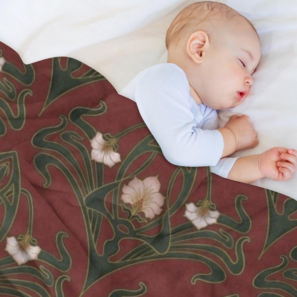 Red Art Nouveau Wallpaper Throw Blanket Decorative Beds Cosplay Anime for Sofa Extra Large Throw Blankets