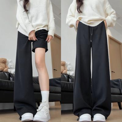Black Sweatpants Women's New Spring and Autumn Straight Drop Sweatpants Small Casual Loose Wide-leg Pants