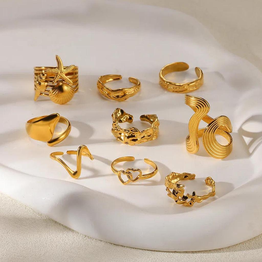 Stainless Steel Geometric Irregular Snake Ring